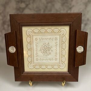 Vintage Decorative WoodenTray with Embossed Floral Art,Serving Tray with Handles